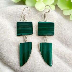 Malachite Silver Gemstone Earrings